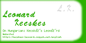 leonard kecskes business card